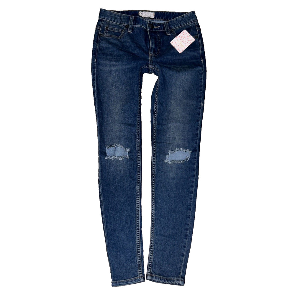 FREE PEOPLE Josie Low Rise Skinny Leg Ripped Knee Edition Jeans Size 25
